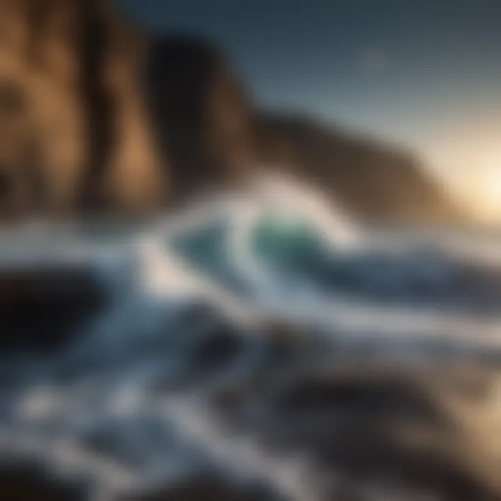 Moonlit Waves Crashing Against Cliffs