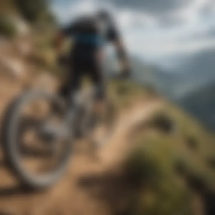 Mountain Biker Descending Steep Slope