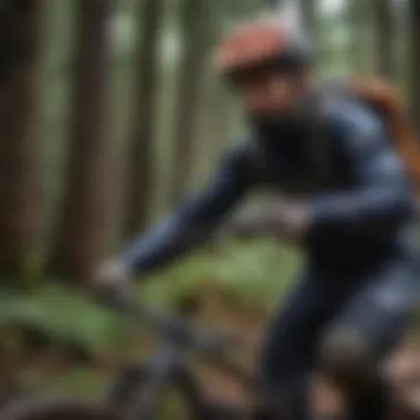 Athlete engaging in mountain biking with safety gear