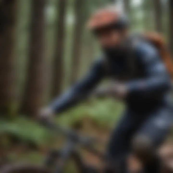 Athlete engaging in mountain biking with safety gear