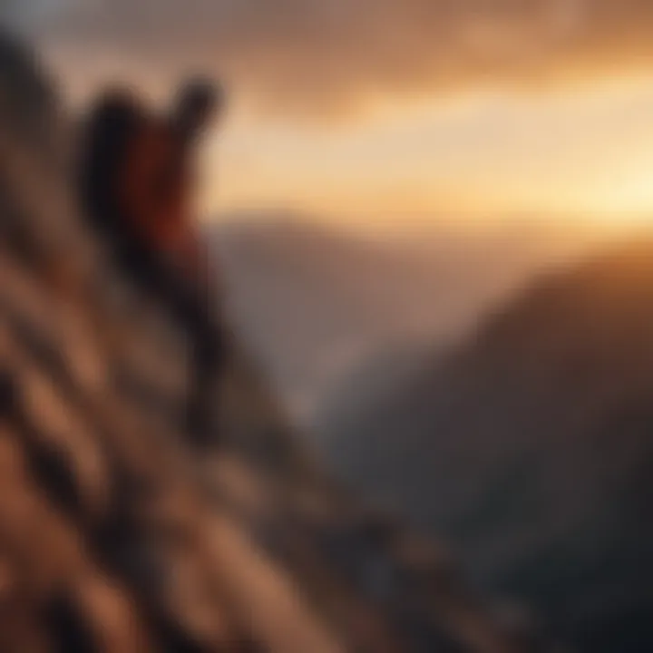 Mountain Climber Silhouette at Sunset