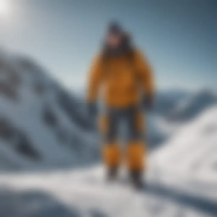 Mountaineer conquering peaks in Oneill snow pants