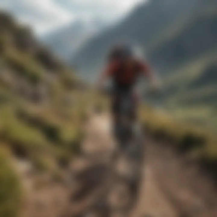 Mountain biker navigating a rugged trail