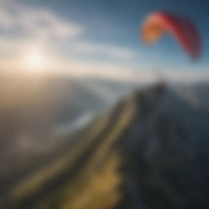 Paraglider soaring through the sky