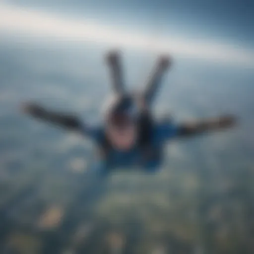 Aerial view of a skydiver in freefall