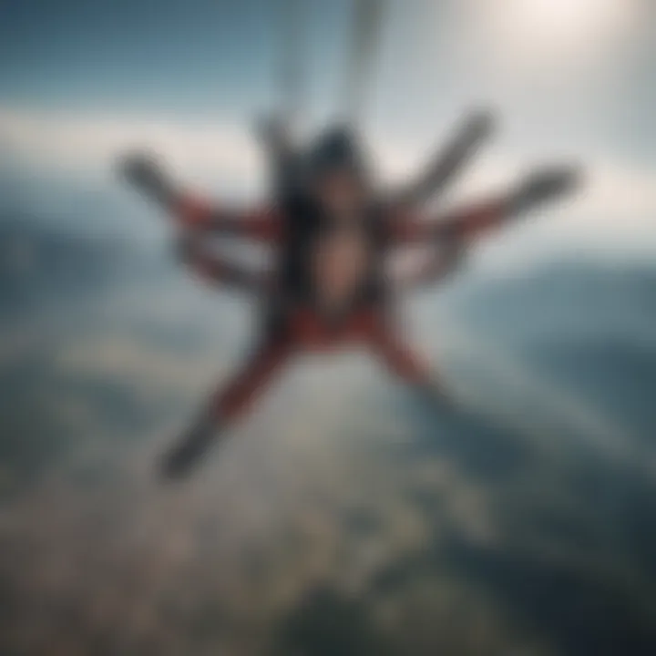 Thrill-seeker soaring through the sky during a skydiving session