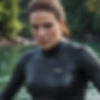Enhanced Durability with Neoprene Patch Neoprene patch enhancing wetsuit durability