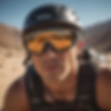 Athlete wearing Oakley sun goggles during an extreme sports activity