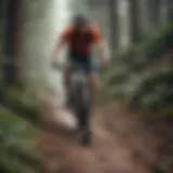 A dynamic cyclist pushing through a challenging trail