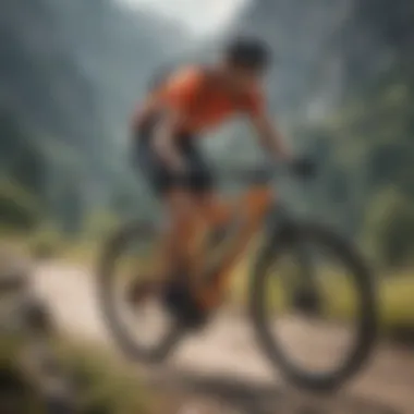 Cyclist performing interval training on a mountainous terrain