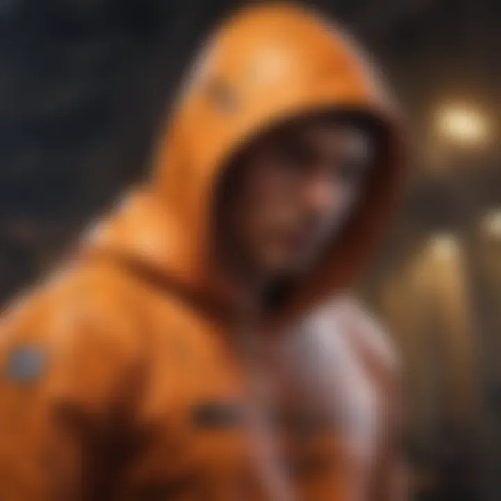 Orange Camo Hoodie in Action-Packed Environment