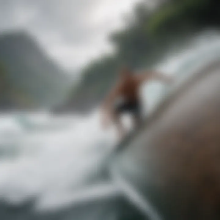 Surfer riding a barrel at Padang Padang