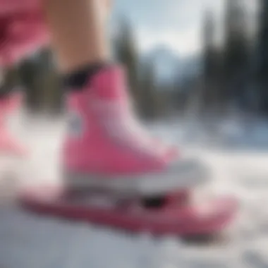 Pink Converse shoes in a high-energy snowboarding scene