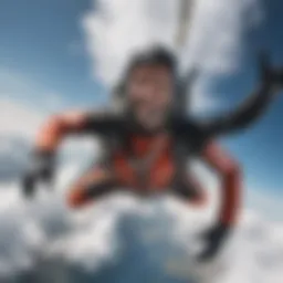 A fearless skydiver soaring through the clouds