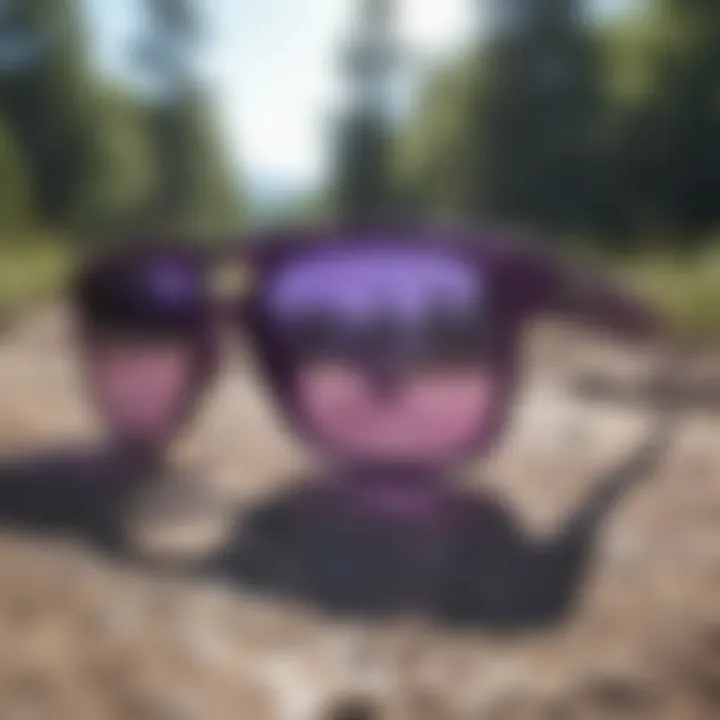 Purple camo sunglasses showcasing UV protection technology