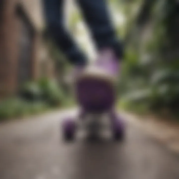 Violet Skateboard Gliding Through the Urban Jungle