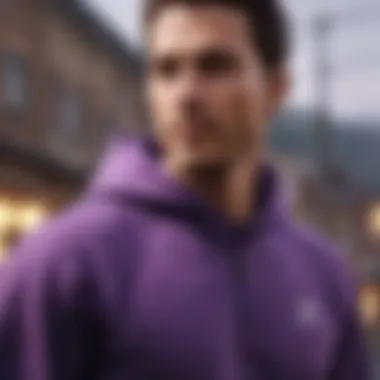 Purple sweatshirt with innovative moisture-wicking technology