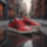 Red Adidas Sneakers in Urban Setting