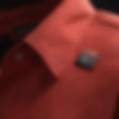 Close-up of red day shirt fabric showing durability and functionality