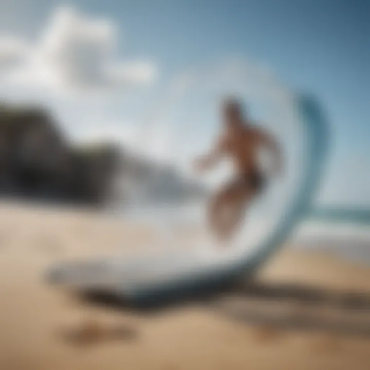 Dynamic action shot of the Reef Fanning Slide in use during a beach activity