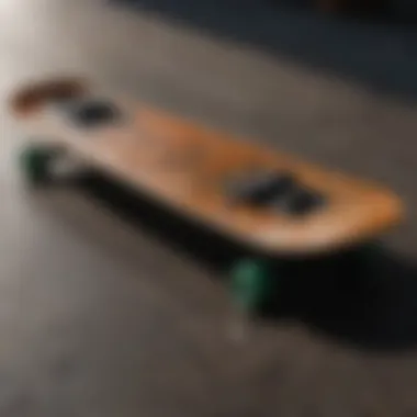 Enhancing skateboard deck with custom graphics Skateboard deck with vibrant graphic design under restoration
