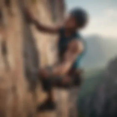 Rock climber conquering challenging cliff face