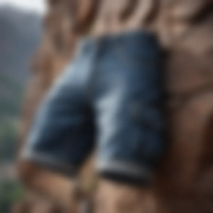 Denim Cargo Shorts Gear for Rock Climbing