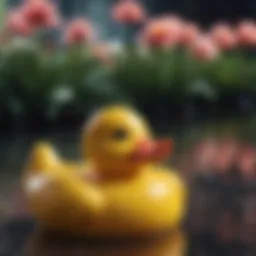 Quirky rubber duck sticker with floral design