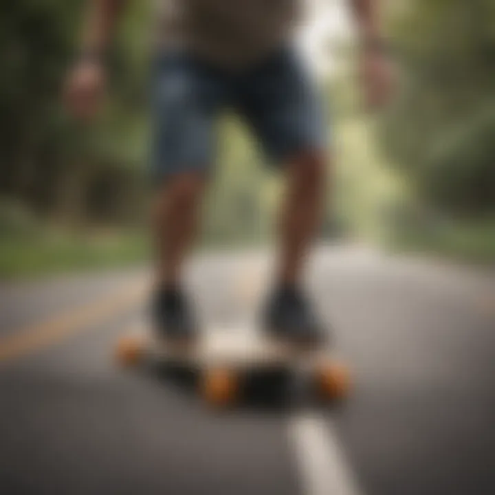 A person practicing tricks on a longboard