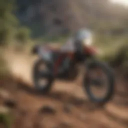 Off-road bike navigating through rugged terrain