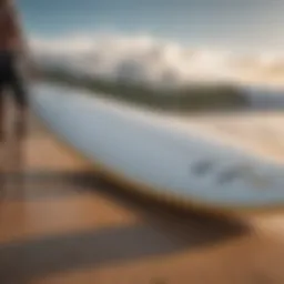 Beginner surfer selecting a surfboard based on size and shape