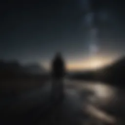 Silhouette of a lone figure under a starlit sky