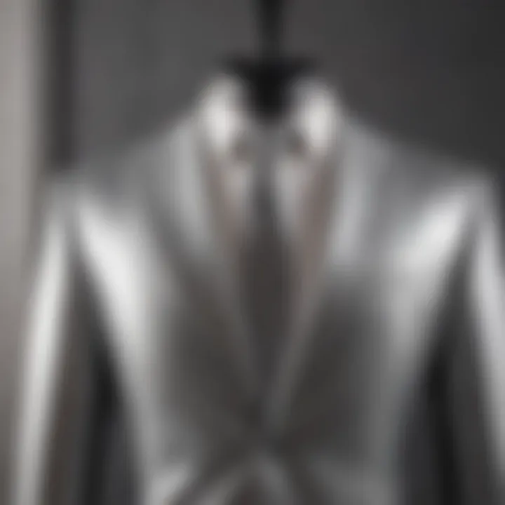 Luxurious silver suit jacket displayed on a mannequin