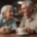 Elderly couple bonding over virtual coffee date