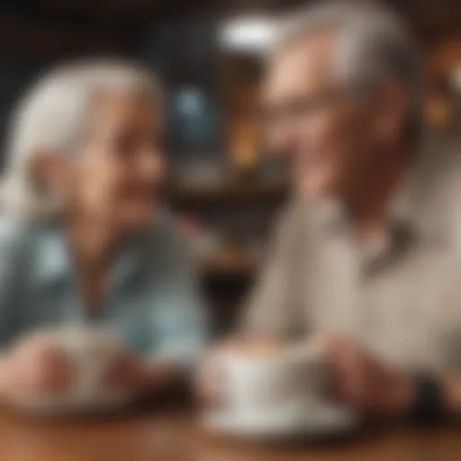 Elderly couple bonding over virtual coffee date