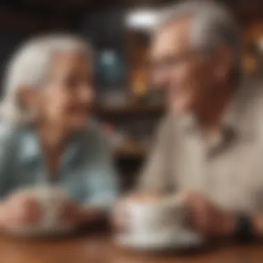 Virtual Coffee Date Connection Elderly couple bonding over virtual coffee date