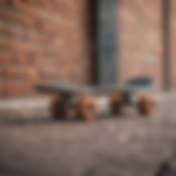 Skate deck display against a brick wall