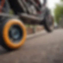 Close-up view of different skate wheel compositions