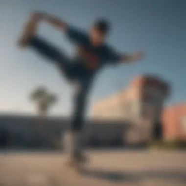 Skateboarder executing a stylish kickflip trick