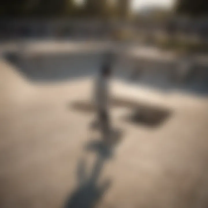 Skateboarder navigating through a concrete skatepark maze