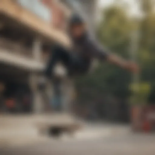 Skateboarder executing a daring aerial trick mid-air