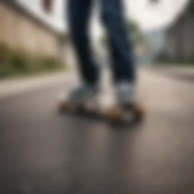 Extreme sports enthusiast riding a skateboard in mens high Vans