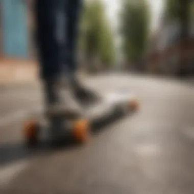 Stability with Large Deck Large skateboard deck emphasizing stability and comfort