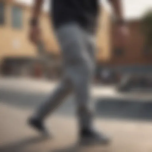 Converse sweat pants in action on the skatepark