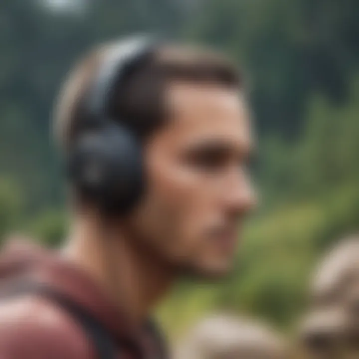 Action shot of an individual using Skullcandy headphones during an extreme sports activity.