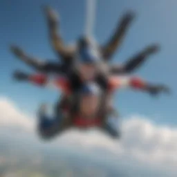 Thrill-seekers in mid-air during a skydiving session