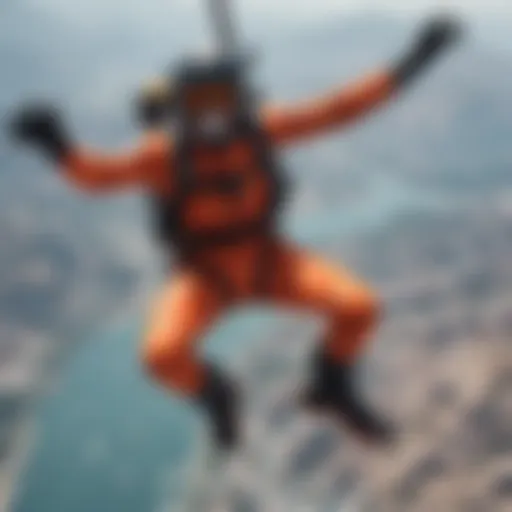 Thrill-seekers free-falling in the sky