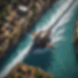 An aerial view of the Slider Bomb attraction showcasing its unique design and layout.