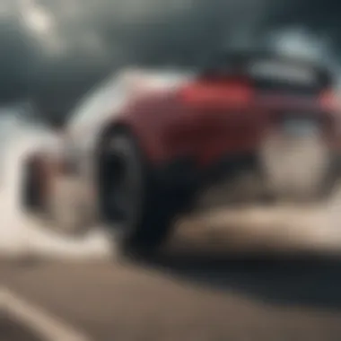 Smoke clouds from drifting tires