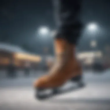 An athlete performing a trick wearing snow skating shoes